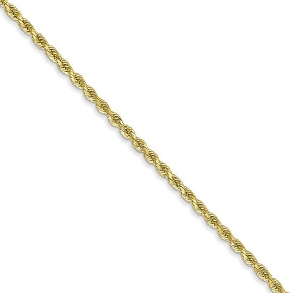 2mm 10k Yellow Gold Diamond Cut Solid Rope Chain Necklace 30 Inch